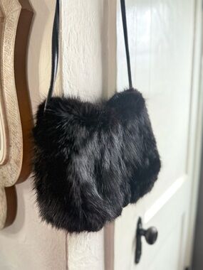 Relic Black real mink Fur Mini Crossbody Bag